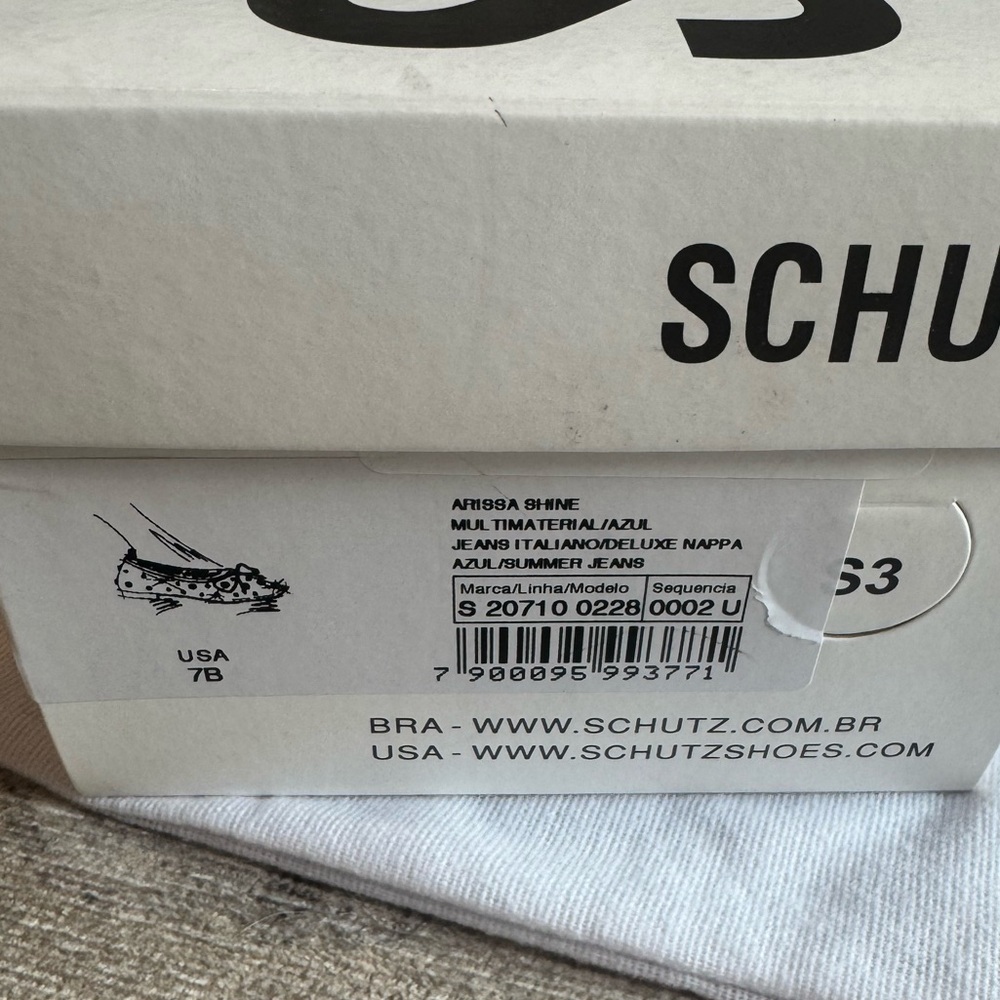 Schutz Arissa Rhinestone Flats Women’s Size 7B Azul Blue Slip-On Shoes NEW w box - Picture 10 of 10